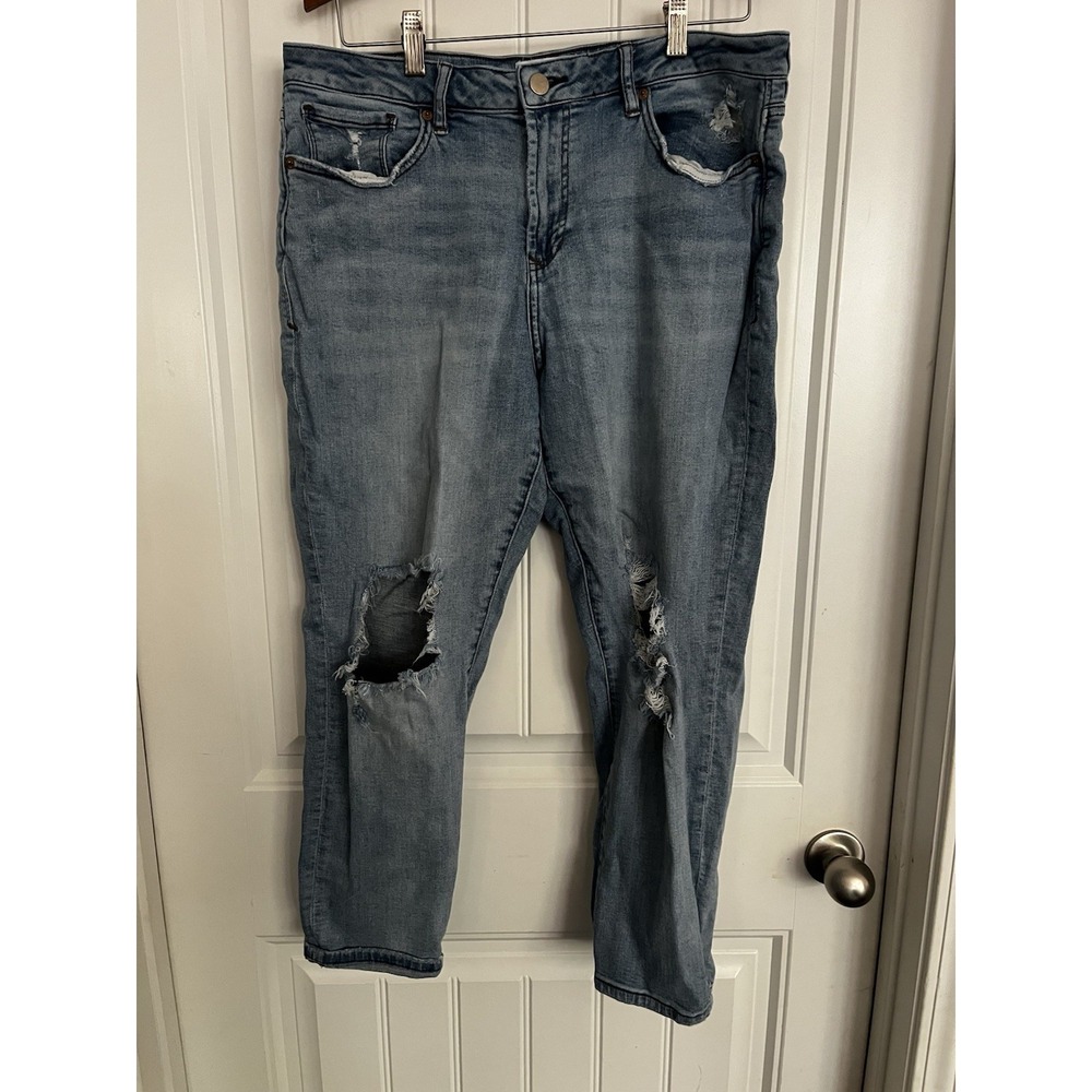 Dear John Blaire Straight Leg Jeans Size 32 Distressed 34x26 Blue Denim Crop 647 - Picture 1 of 7